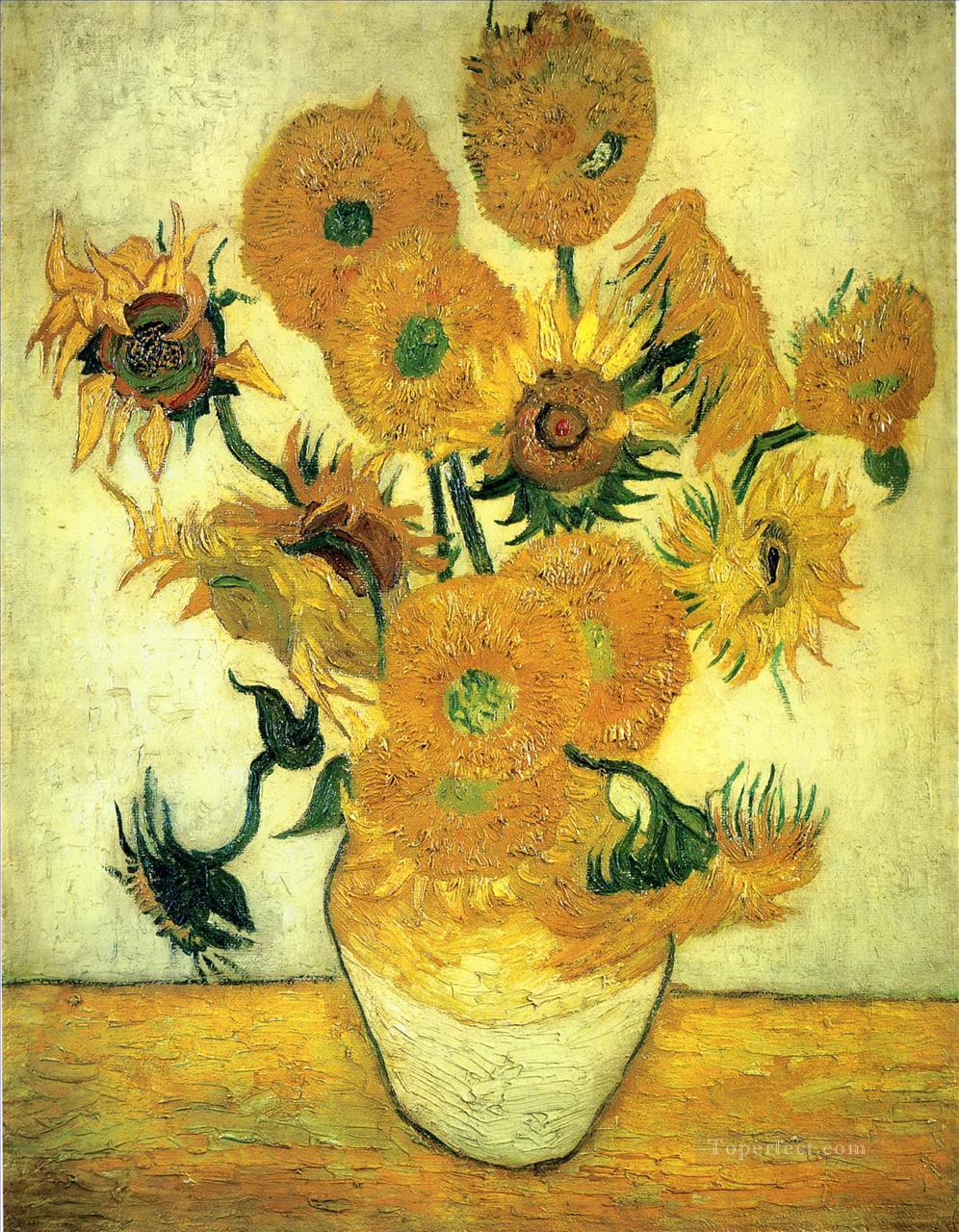 Bodegón Jarrón con catorce girasoles Vincent van Gogh Impresionismo Flores Pintura al óleo